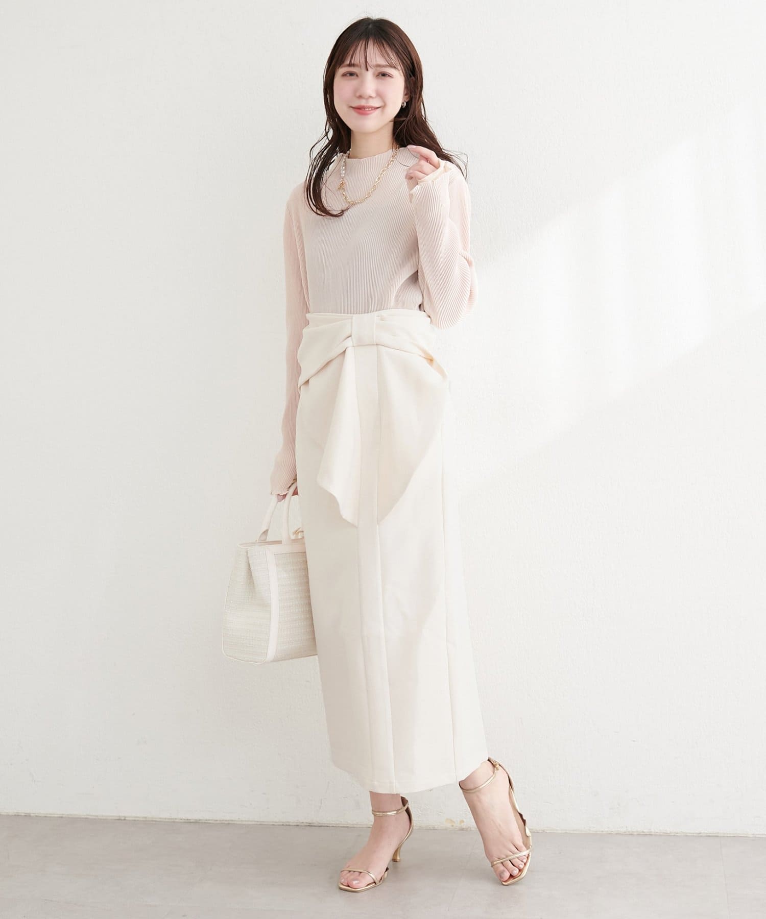 natural couture(ナチュラルクチュール) リボン付きナロースカート