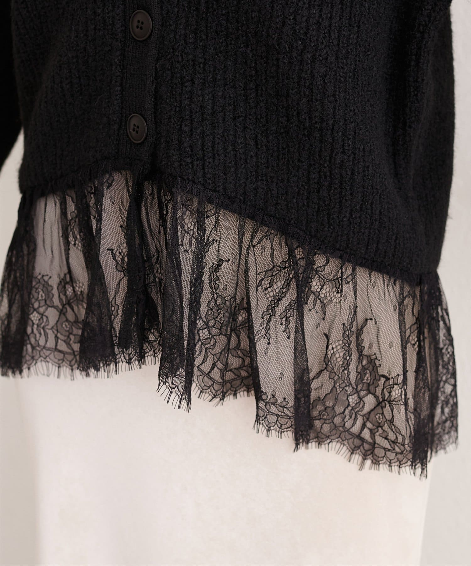 natural couture(ナチュラルクチュール) 裾レースカーディガン