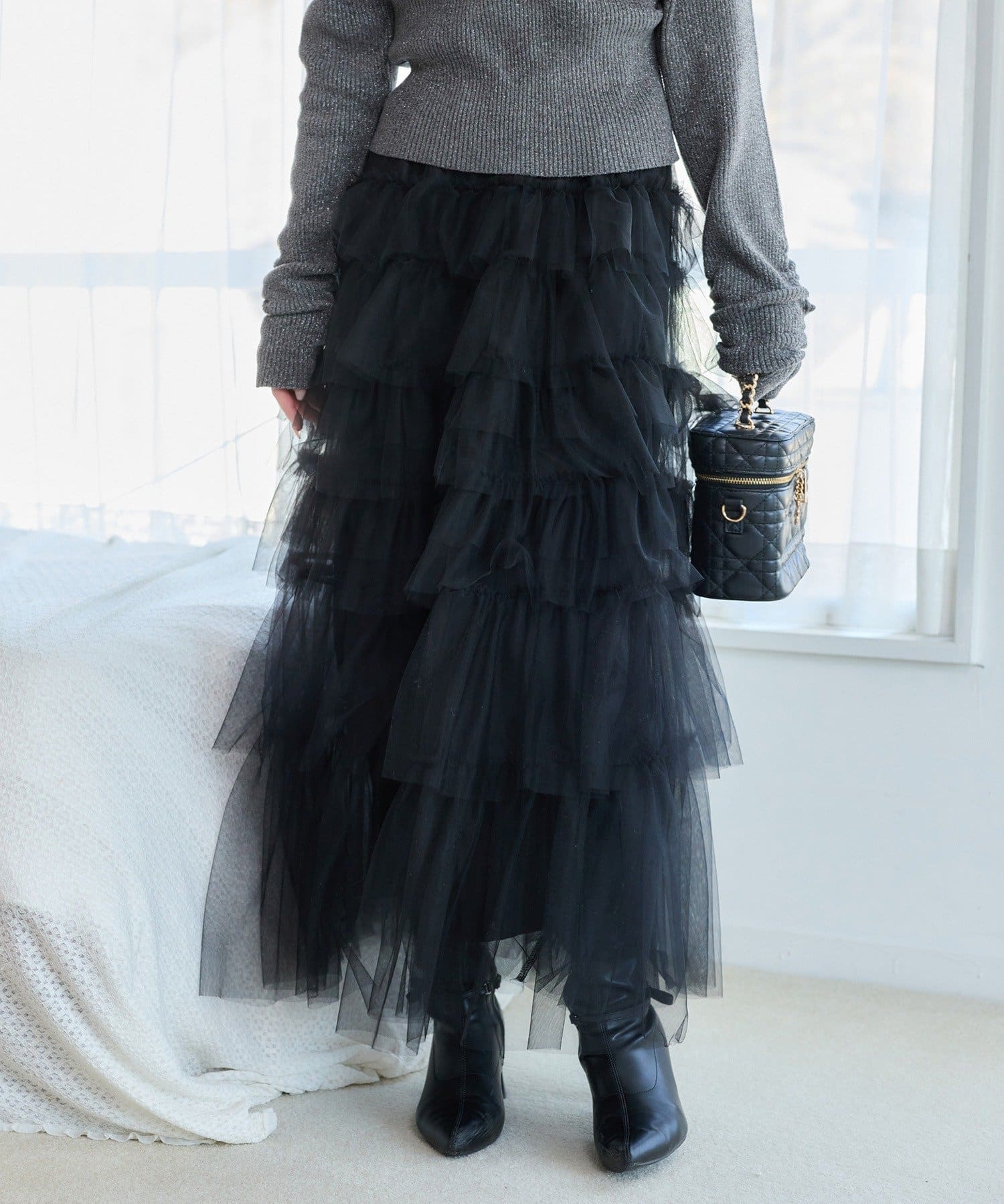one after another NICE CLAUP(ワンアフターアナザー ナイスクラップ) チュールロングスカート