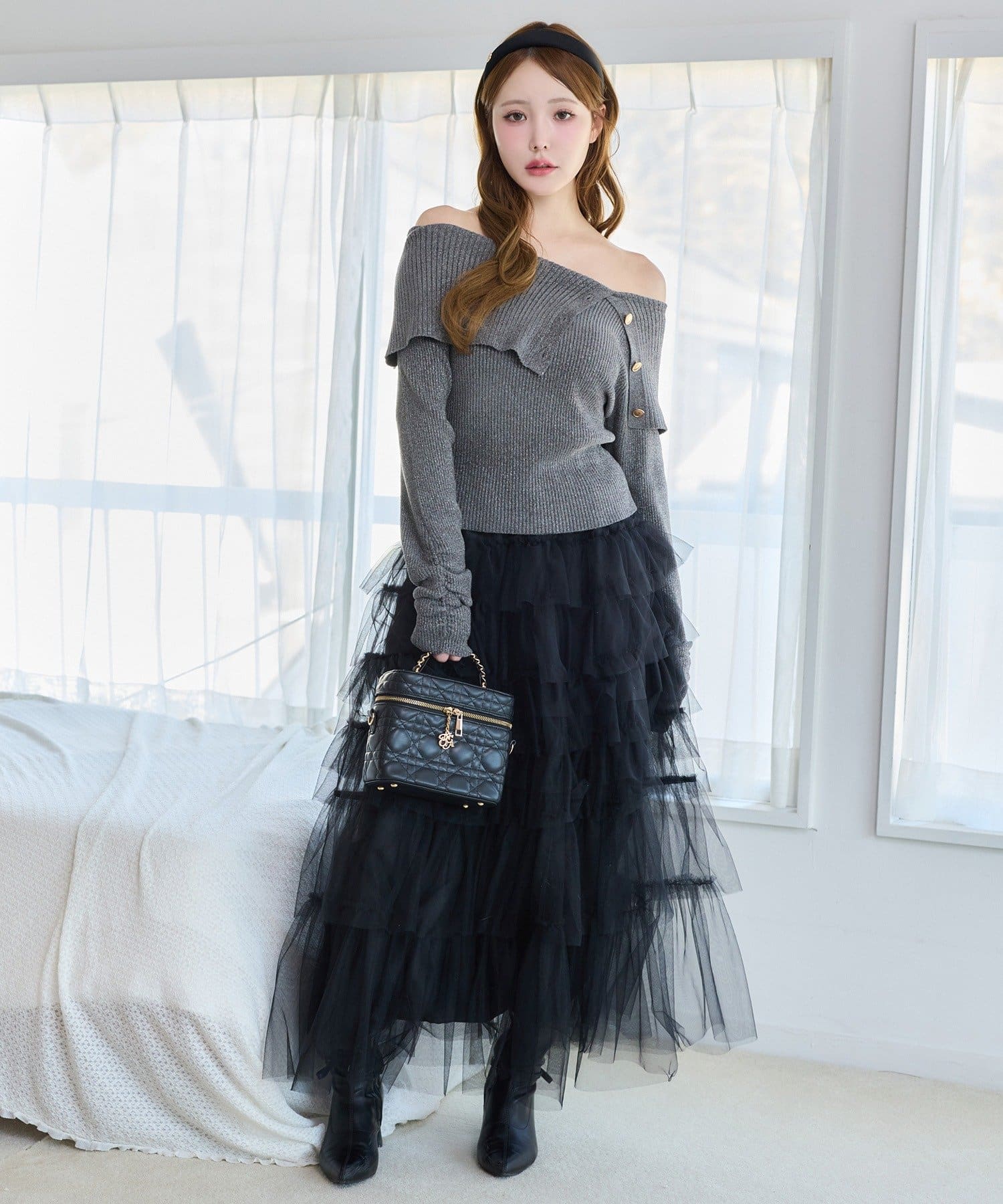 one after another NICE CLAUP(ワンアフターアナザー ナイスクラップ) チュールロングスカート