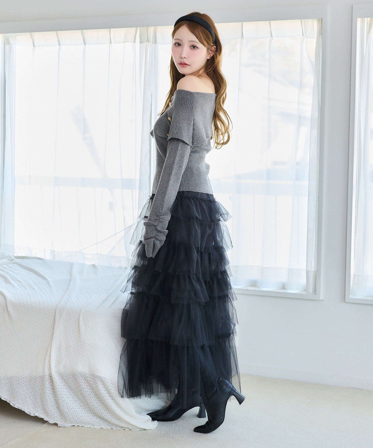 one after another NICE CLAUP(ワンアフターアナザー ナイスクラップ) チュールロングスカート