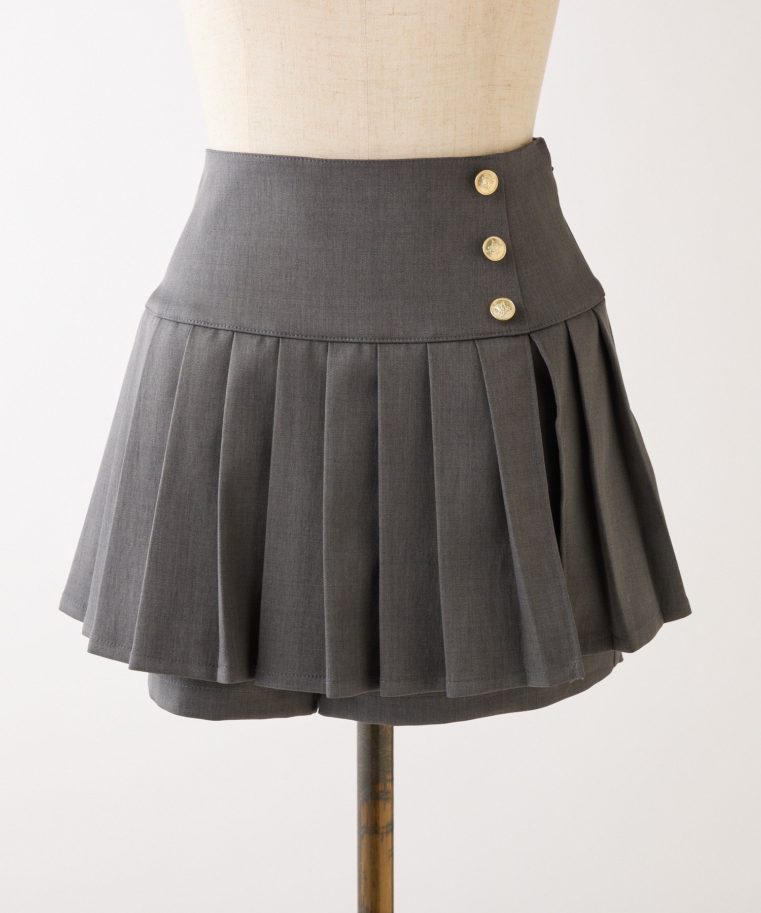 one after another NICE CLAUP(ワンアフターアナザー ナイスクラップ) 金ボタンプリーツスカート