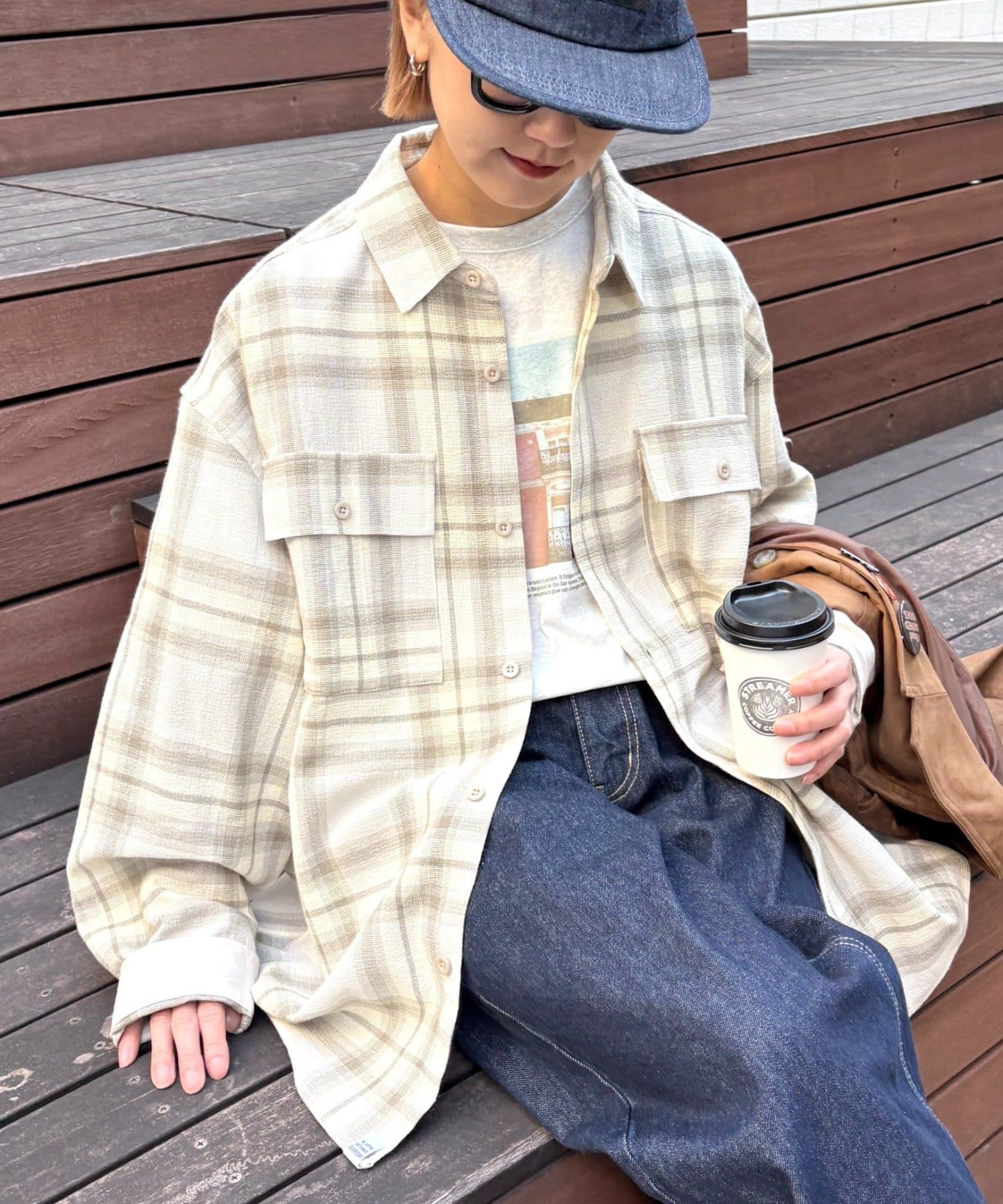 CIAOPANIC TYPY(チャオパニックティピー) ≪26SS展示会アイテム≫【乾きやすい◎】ユニセックス/パナマ織り/袖配色/チェックシャツジャケット