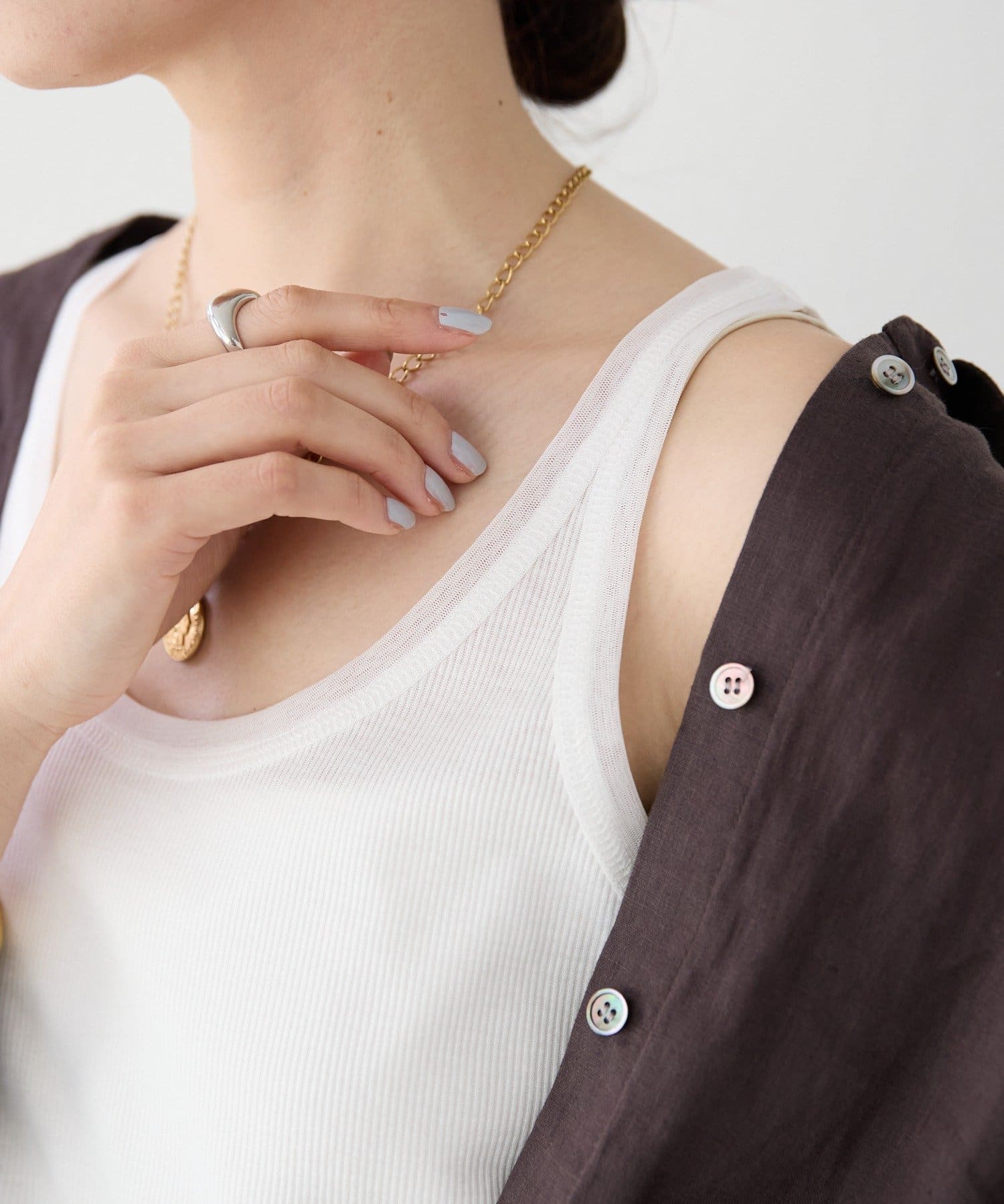 RIVE DROITE(リヴドロワ) 予約【フェミニンなムードを演出】チュールリブタンクトップ