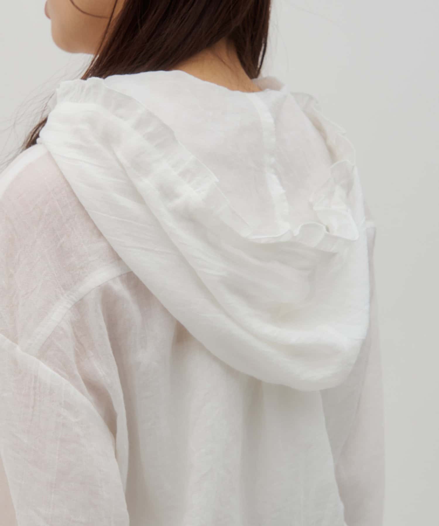 DISCOAT(ディスコート) 【SS先行予約/umm.】フード付き裾フリルシャツ