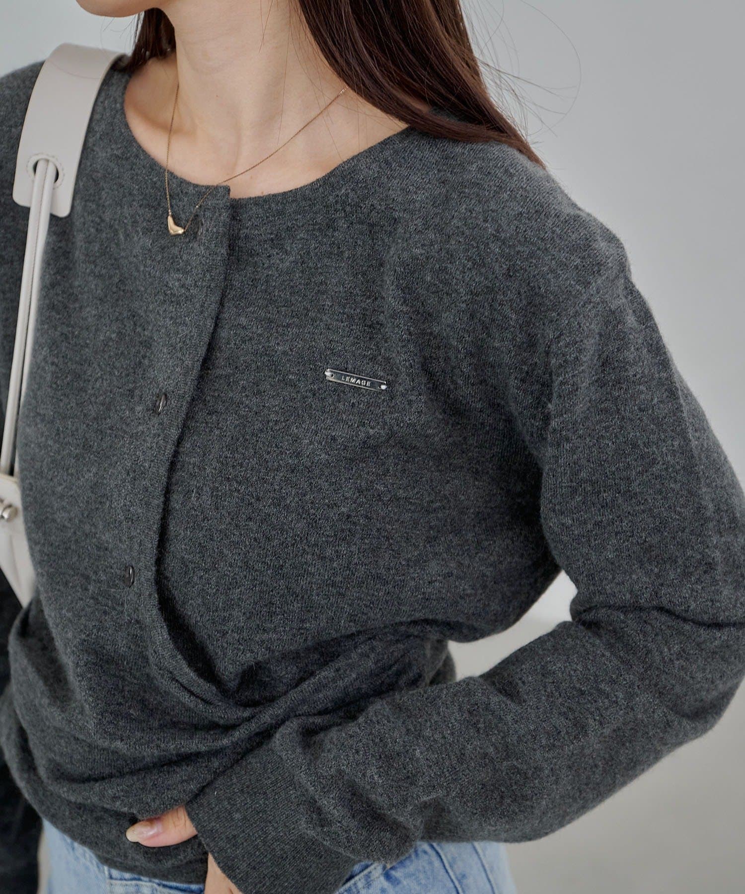 CAPRICIEUX LE'MAGE(カプリシュレマージュ) カーディガン風アシメニット