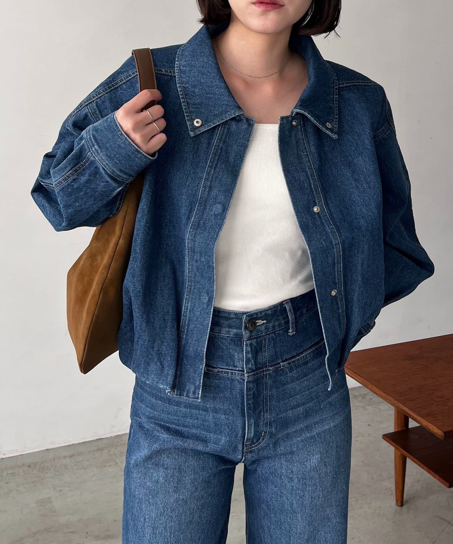 CAPRICIEUX LE'MAGE(カプリシュレマージュ) 【サイズ展開あり】ラウンドデニムブルゾン