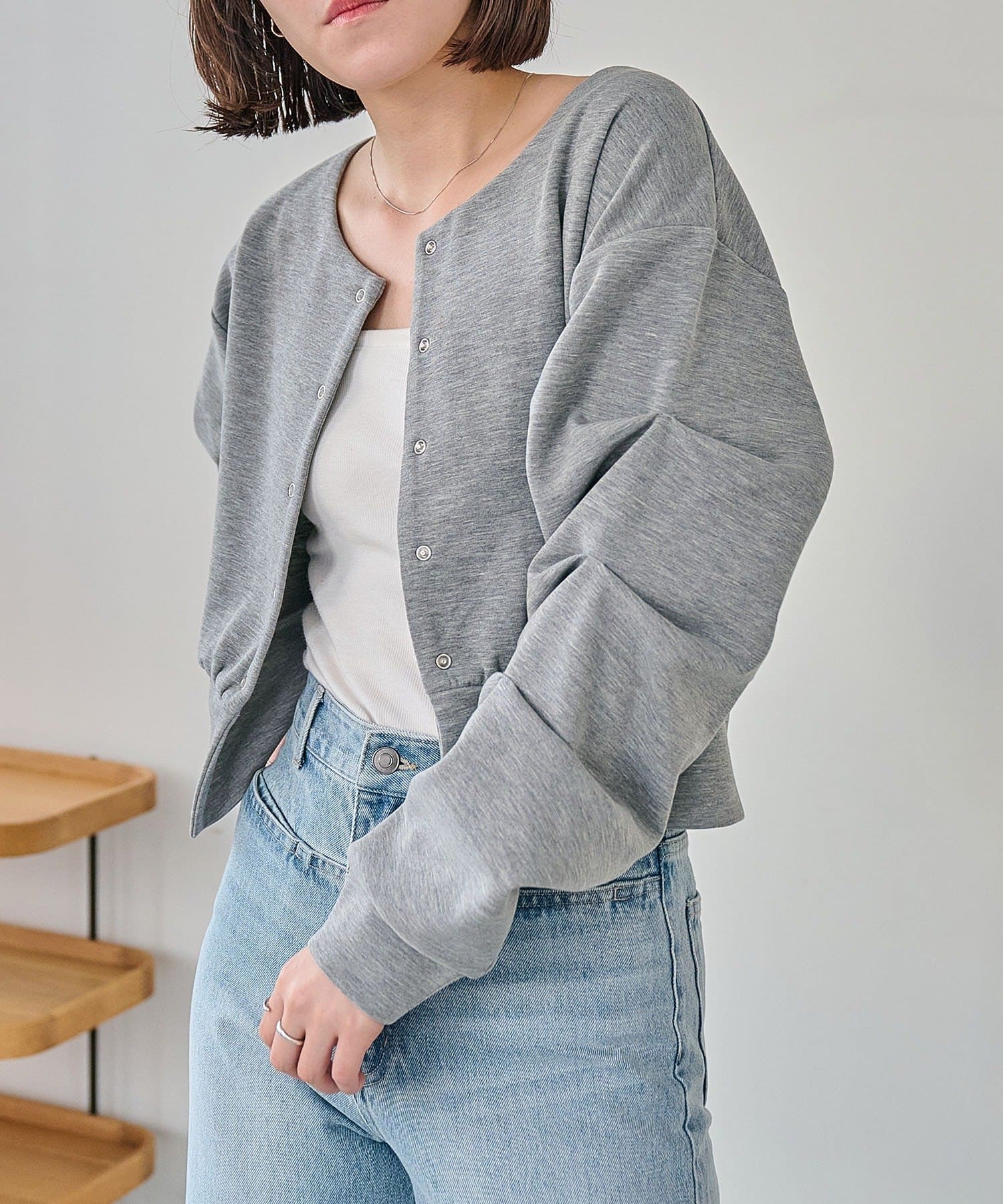 CAPRICIEUX LE'MAGE(カプリシュレマージュ) ダンボールタックスリーブカーディガン