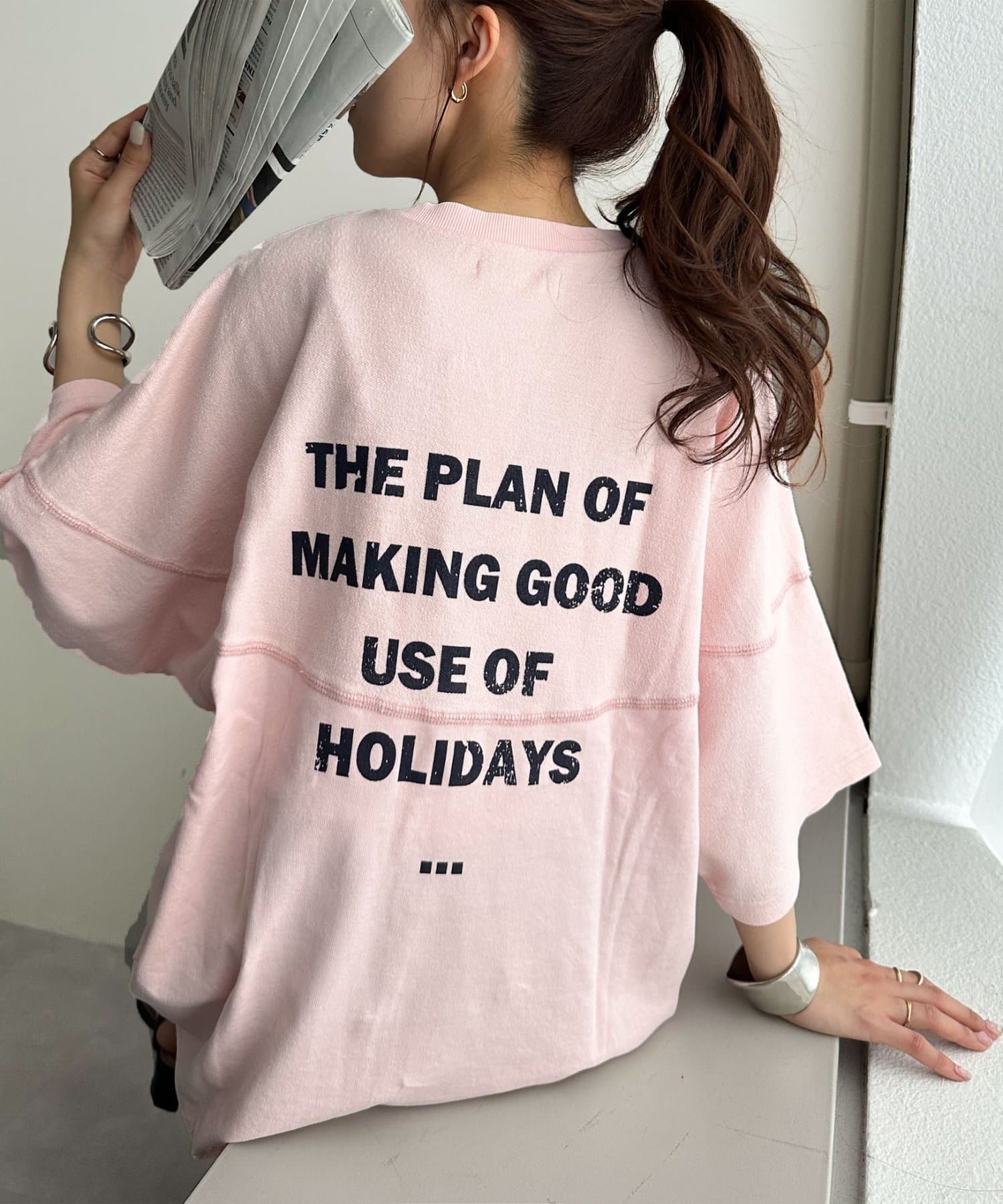 DISCOAT(ディスコート) 【WEB限定】フロスト加工裏使いフットボールTシャツ