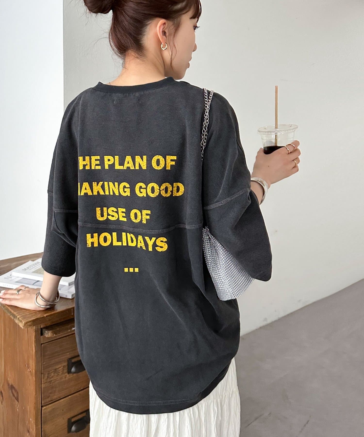 DISCOAT(ディスコート) 【WEB限定】フロスト加工裏使いフットボールTシャツ