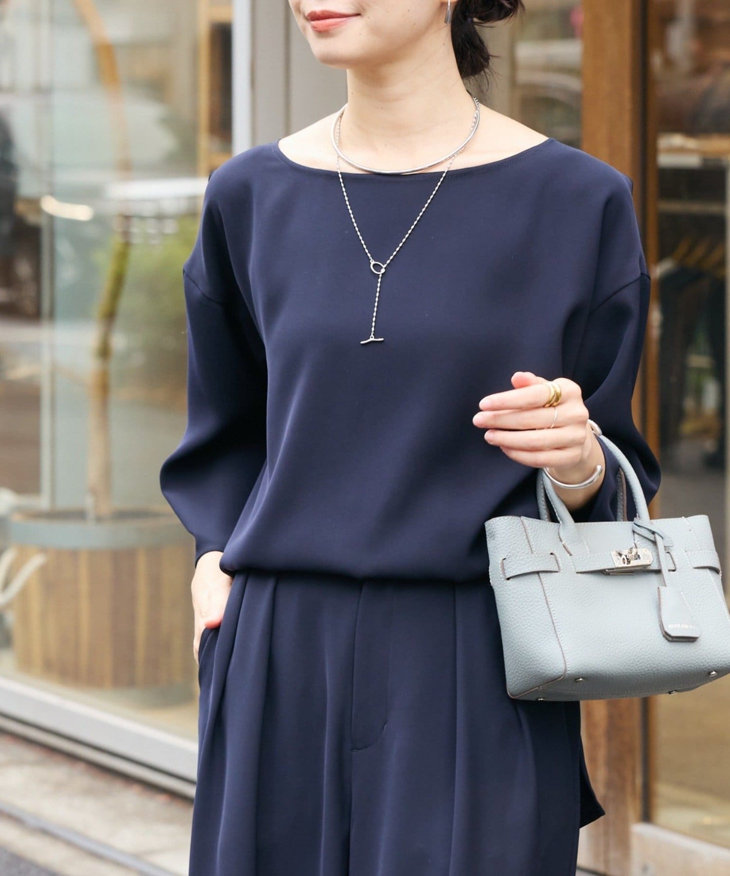 RIVE DROITE(リヴドロワ) 予約【セットアップ対応可】ダブルサテンハーフスリーブブラウス/2月上旬お届け予定