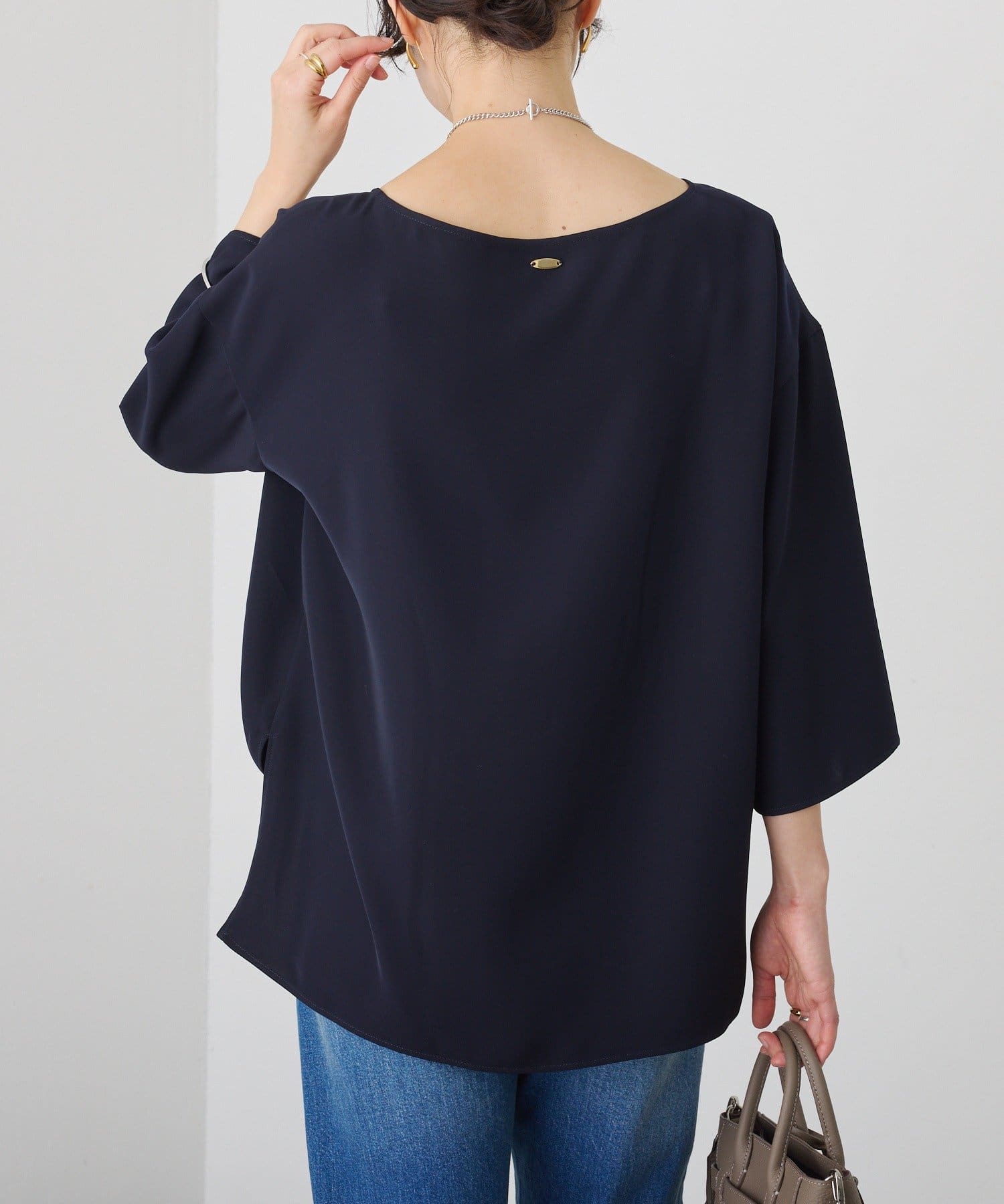 RIVE DROITE(リヴドロワ) 予約【セットアップ対応可】ダブルサテンハーフスリーブブラウス/2月上旬お届け予定