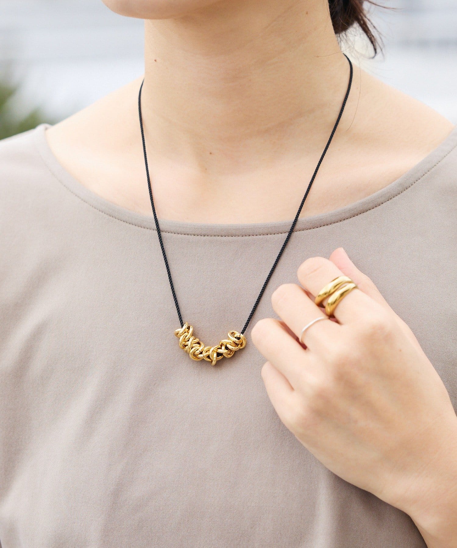 RIVE DROITE(リヴドロワ) 予約【アレンジ自在】コード×チェーンスライドネックレス