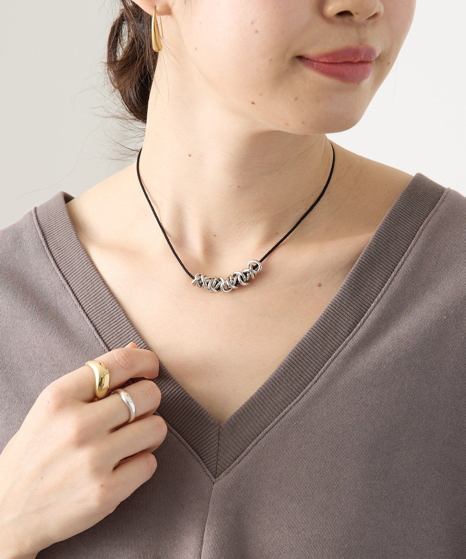 RIVE DROITE(リヴドロワ) 予約【アレンジ自在】コード×チェーンスライドネックレス