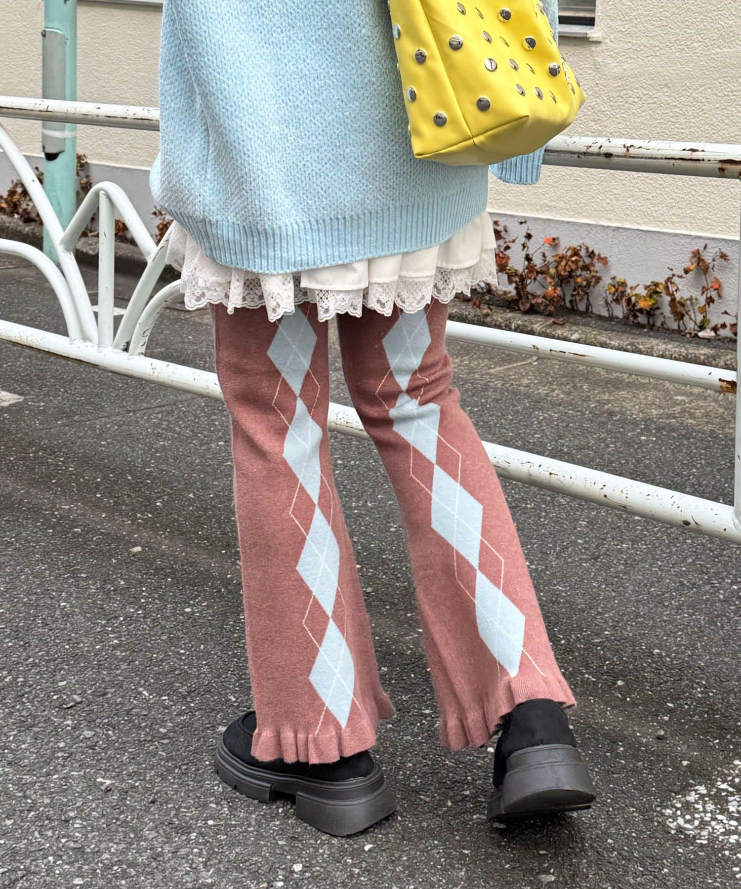 CIAOPANIC(チャオパニック) アーガイルニットフリルパンツ