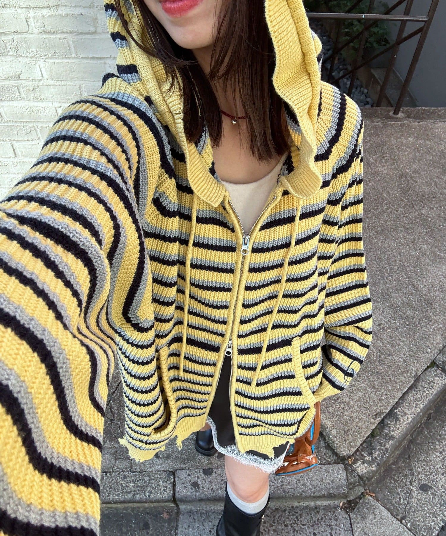 CIAOPANIC(チャオパニック) アソートボーダーダブルジップニットパーカー