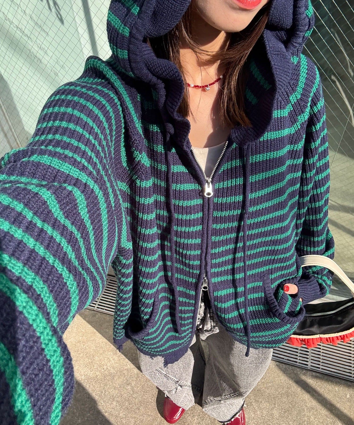 CIAOPANIC(チャオパニック) アソートボーダーダブルジップニットパーカー