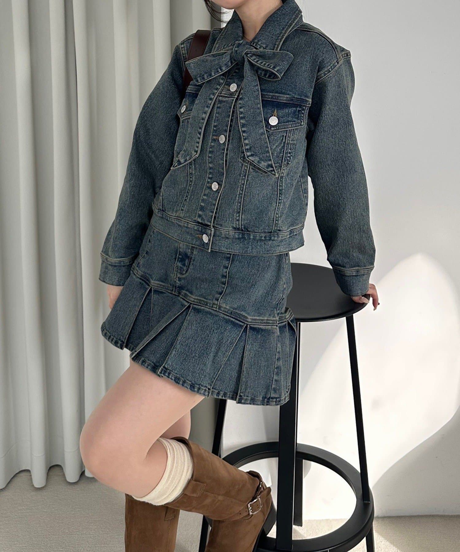 Remind me and forever(リマインドミーアンドフォーエバー) 【2026SS】デニムプリーツミニスカート