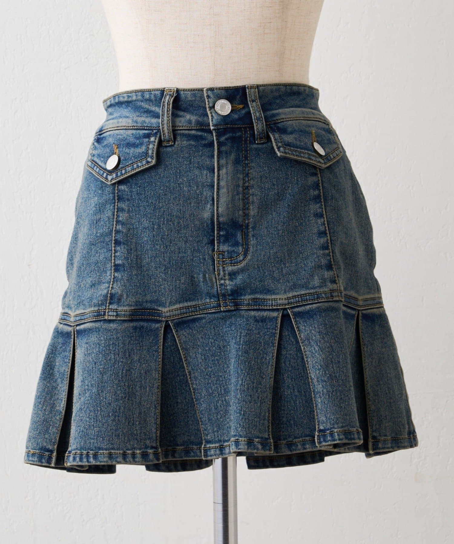 Remind me and forever(リマインドミーアンドフォーエバー) 【2026SS】デニムプリーツミニスカート