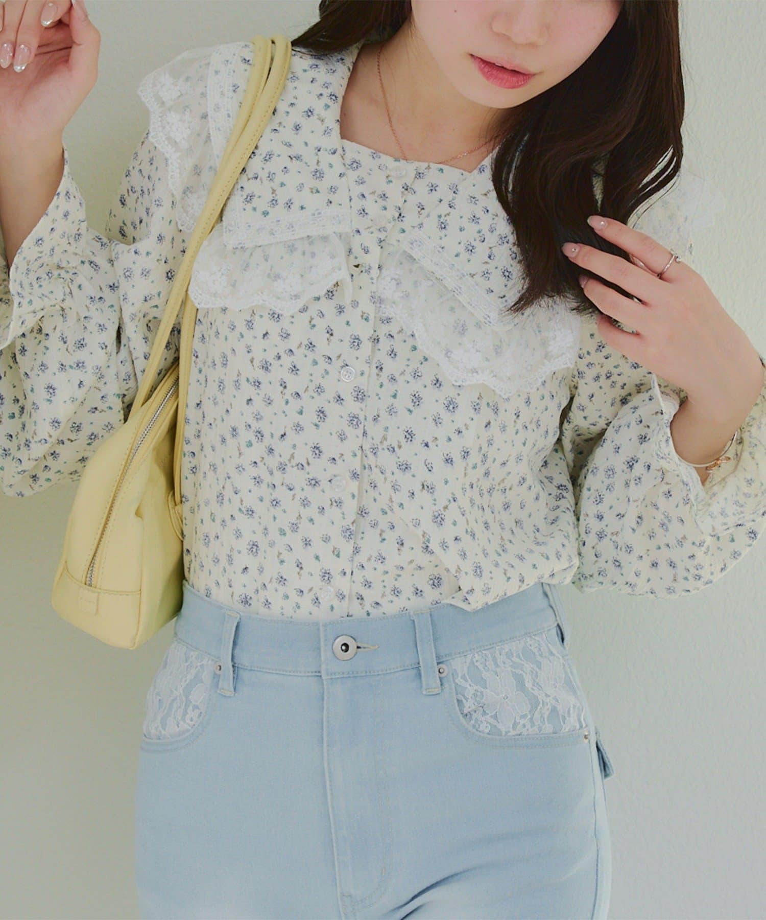 Remind me and forever(リマインドミーアンドフォーエバー) レースBIG襟ブラウス