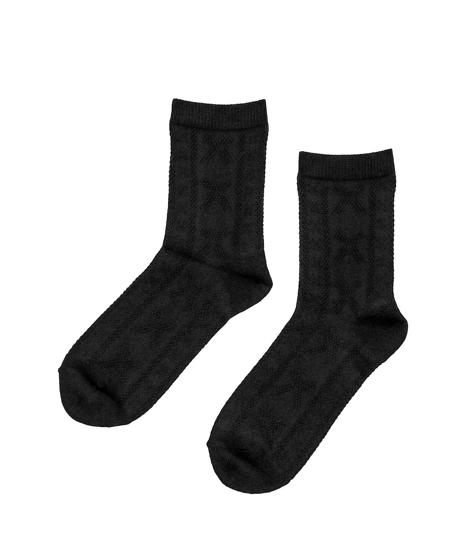 3COINS(スリーコインズ) 透かし編みリボンクルーソックス