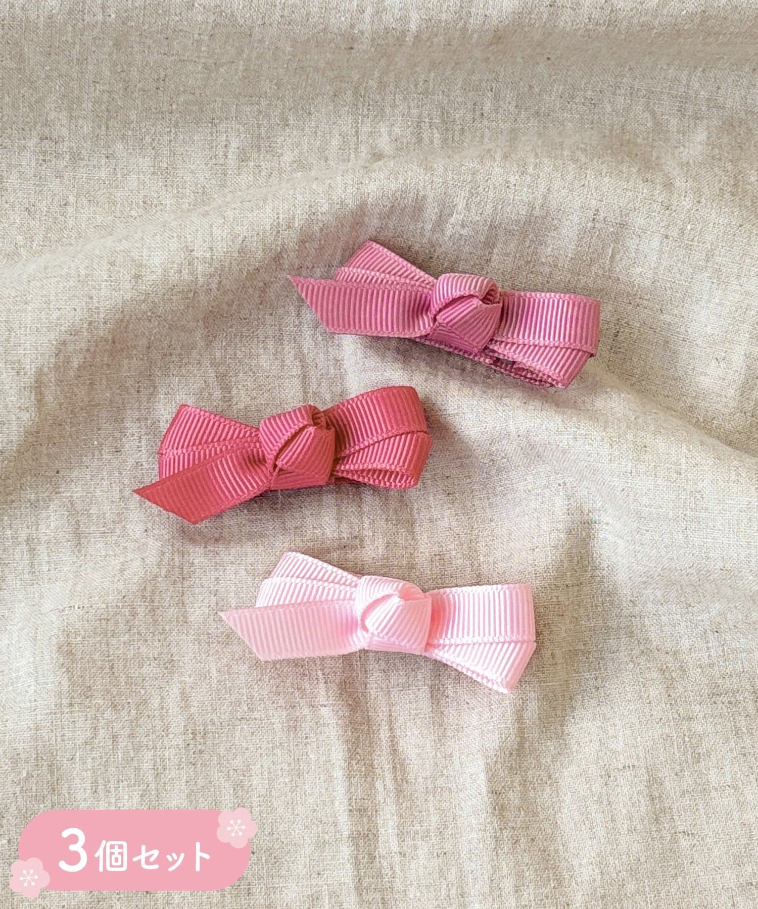 3COINS(スリーコインズ) リボン3個セットピン／ひな祭り