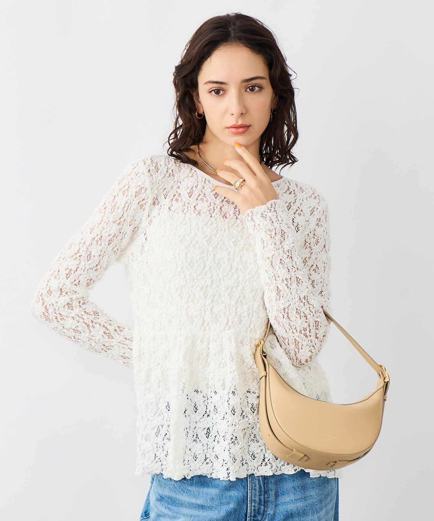 NOLLEY'S(ノーリーズ) ウォッシャブルストレッチレースペプラムプルオーバー