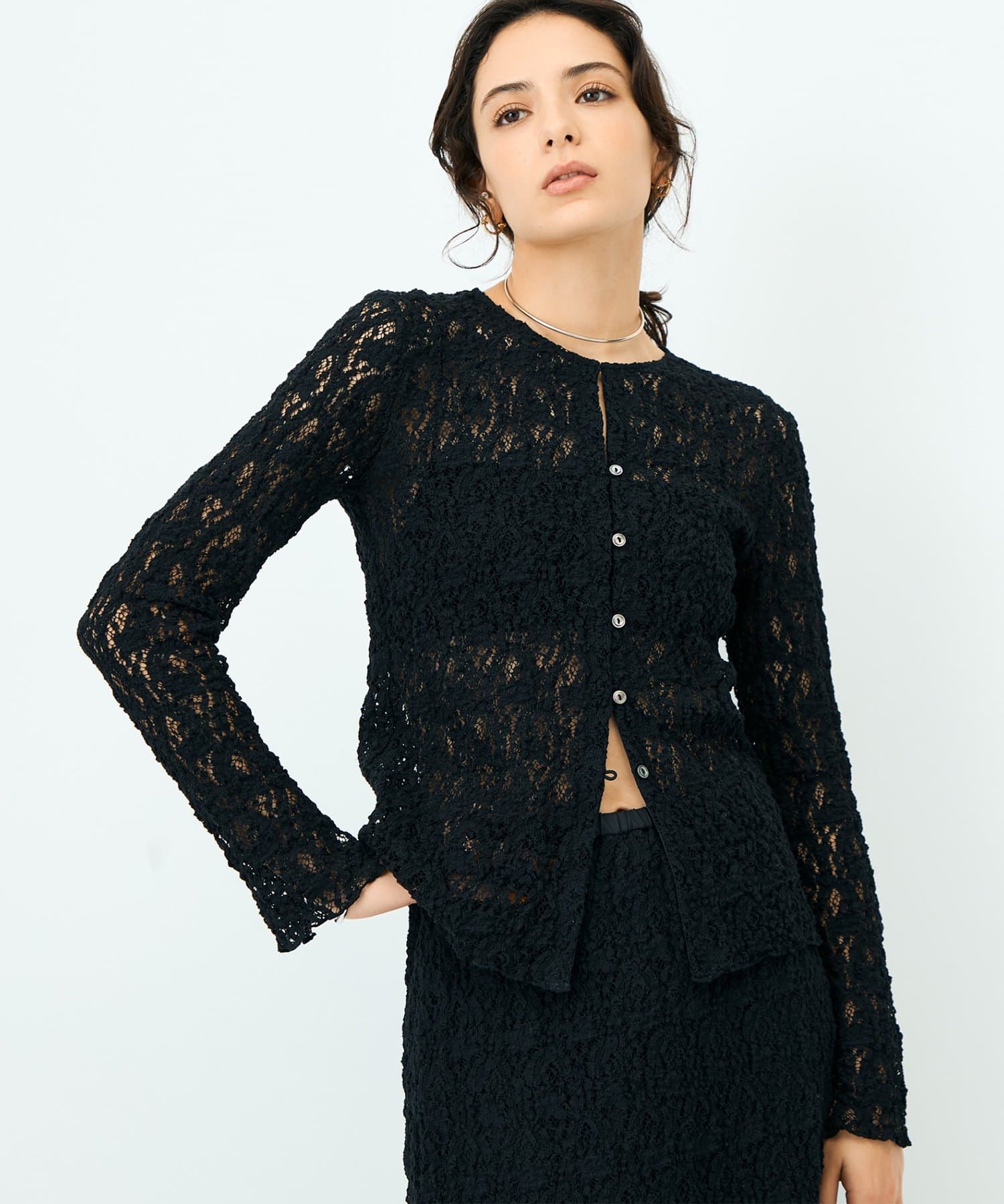 NOLLEY'S(ノーリーズ) ウォッシャブルストレッチレースカーディガン