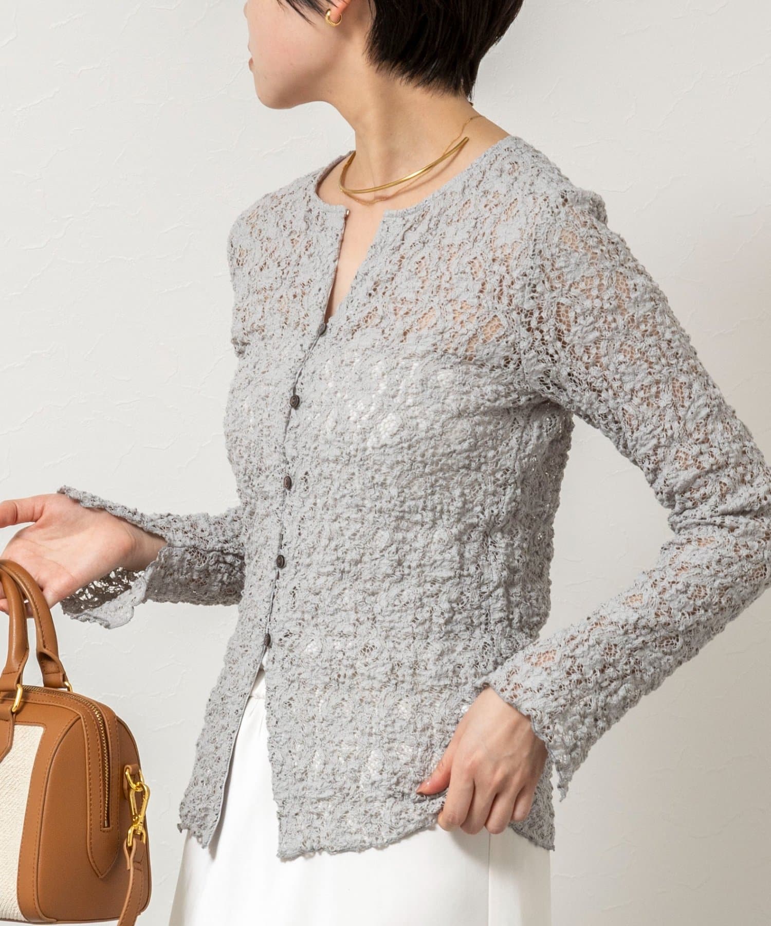 NOLLEY'S(ノーリーズ) ウォッシャブルストレッチレースカーディガン