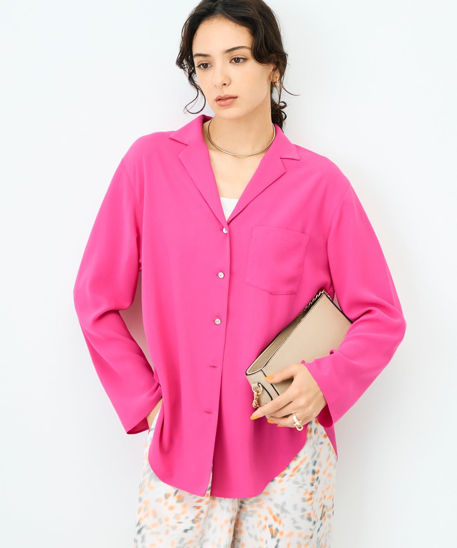 NOLLEY'S(ノーリーズ) ドレープツイルオープンカラーシャツ