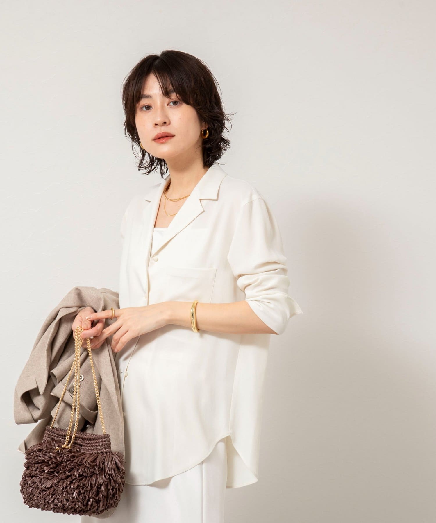 NOLLEY'S(ノーリーズ) ドレープツイルオープンカラーシャツ