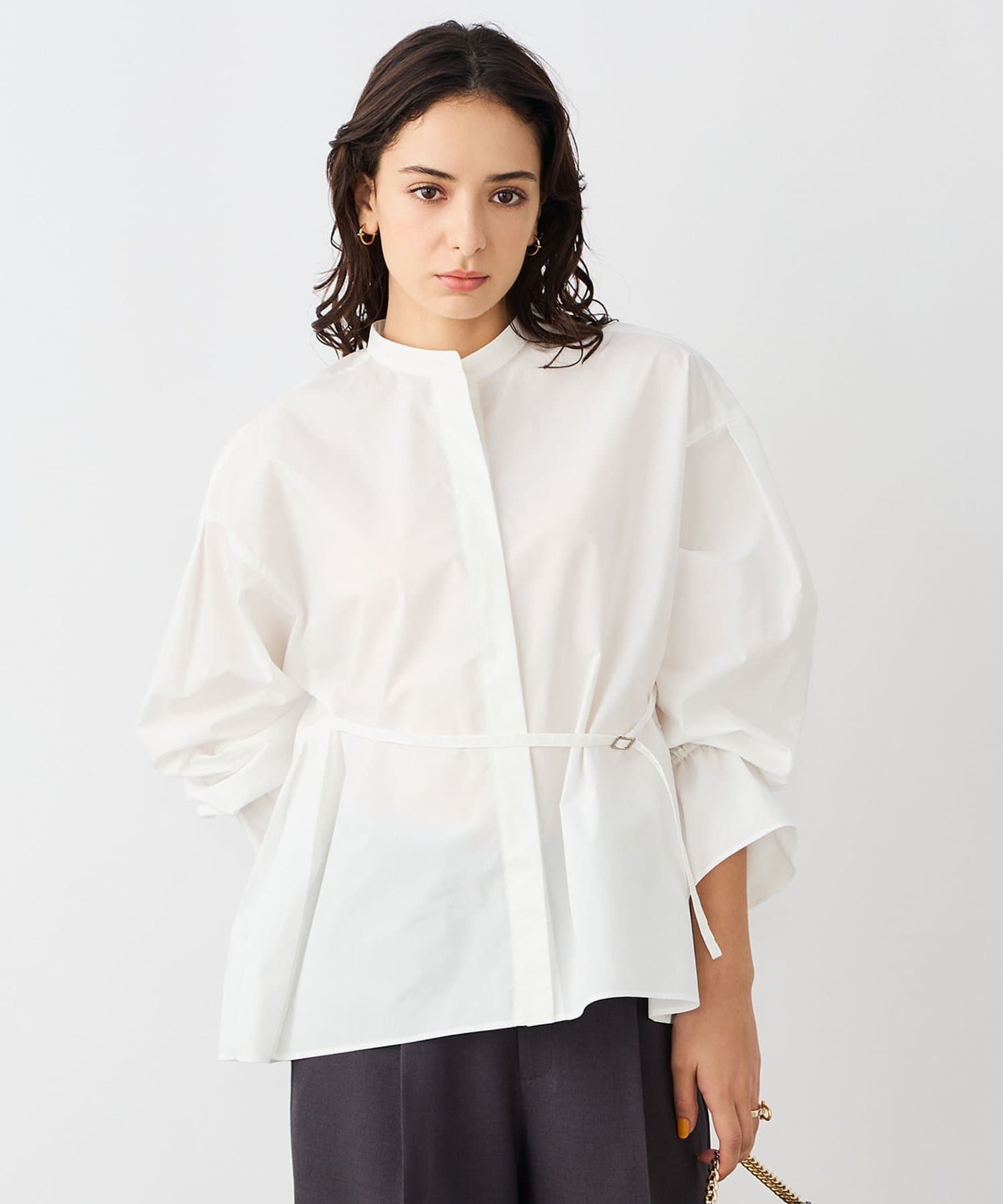 NOLLEY'S(ノーリーズ) ウォッシャブルドレープポプリンバックプリーツシャツ