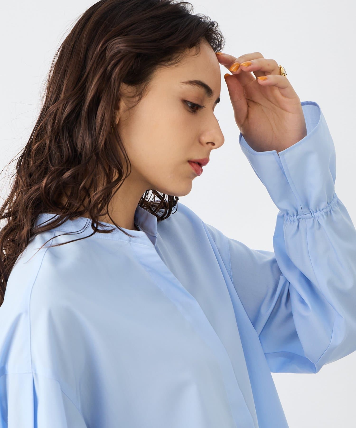 NOLLEY'S(ノーリーズ) ウォッシャブルドレープポプリンバックプリーツシャツ