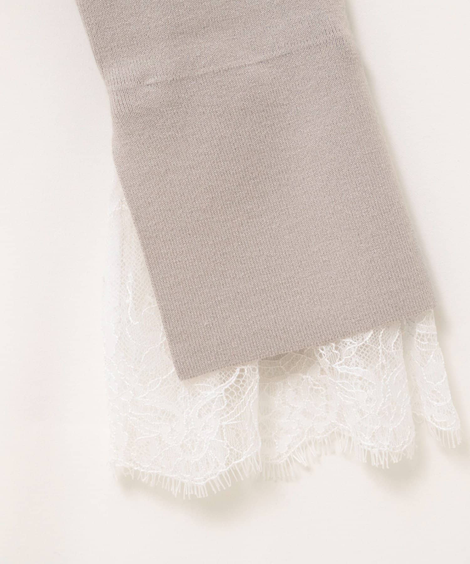 NOLLEY'S(ノーリーズ) 《手洗い可能》袖口レース取り外し可総針スクエアネックプルオーバー