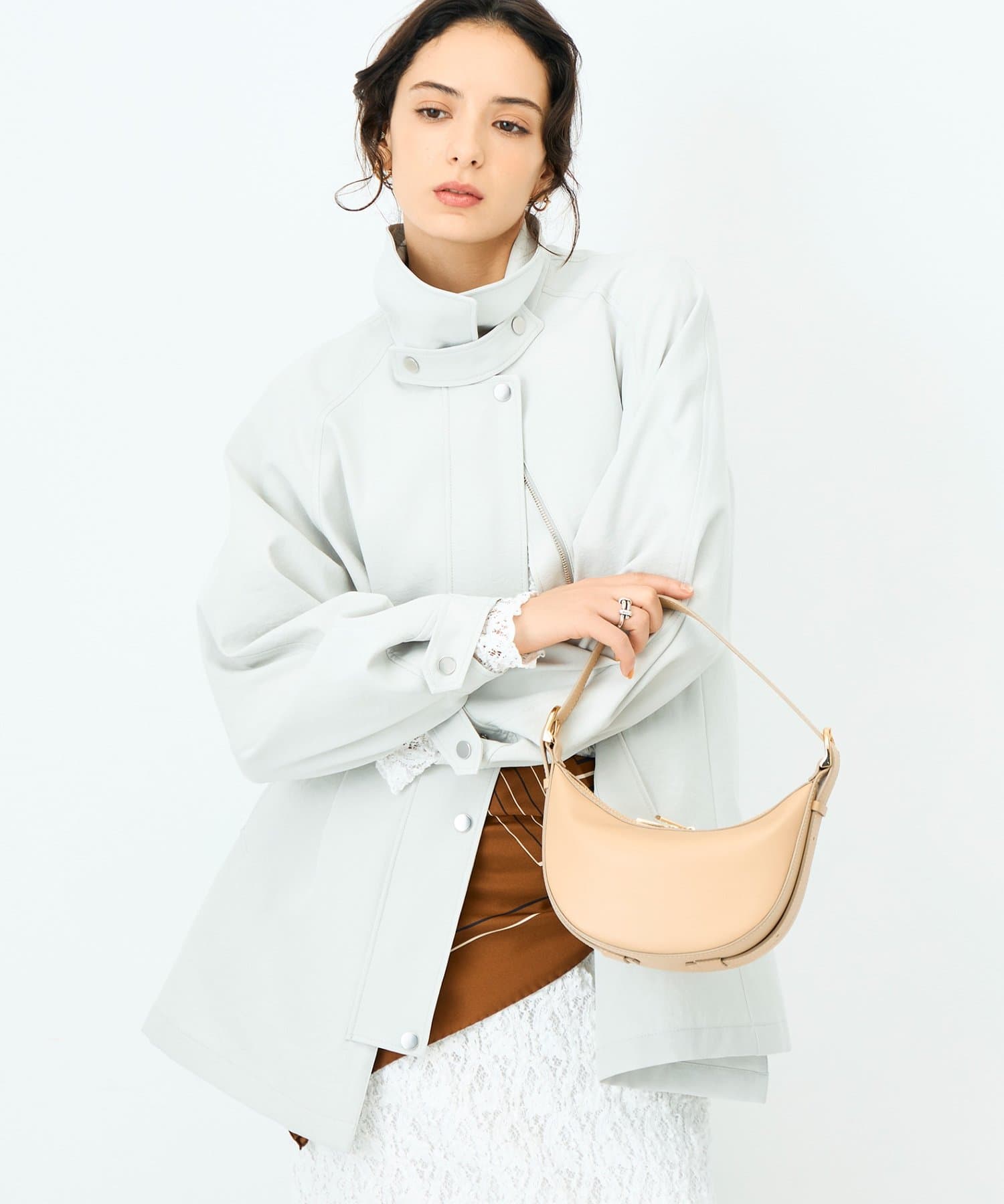 NOLLEY'S(ノーリーズ) ウォッシャブルエアーツイルステンカラーハーフコート