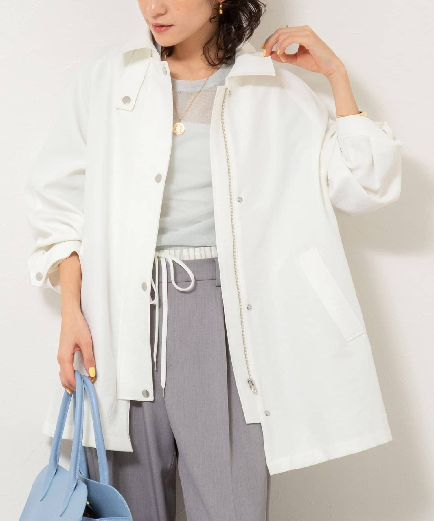 NOLLEY'S(ノーリーズ) ウォッシャブルエアーツイルステンカラーハーフコート