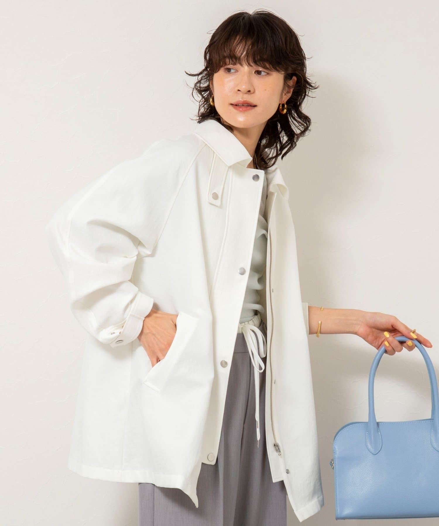 NOLLEY'S(ノーリーズ) ウォッシャブルエアーツイルステンカラーハーフコート