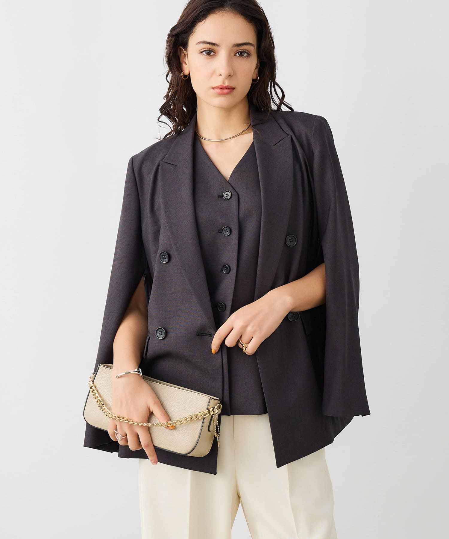 NOLLEY'S(ノーリーズ) 《セットアップ対応》ウォッシャブルドライシャーク2WAYスリットジャケット