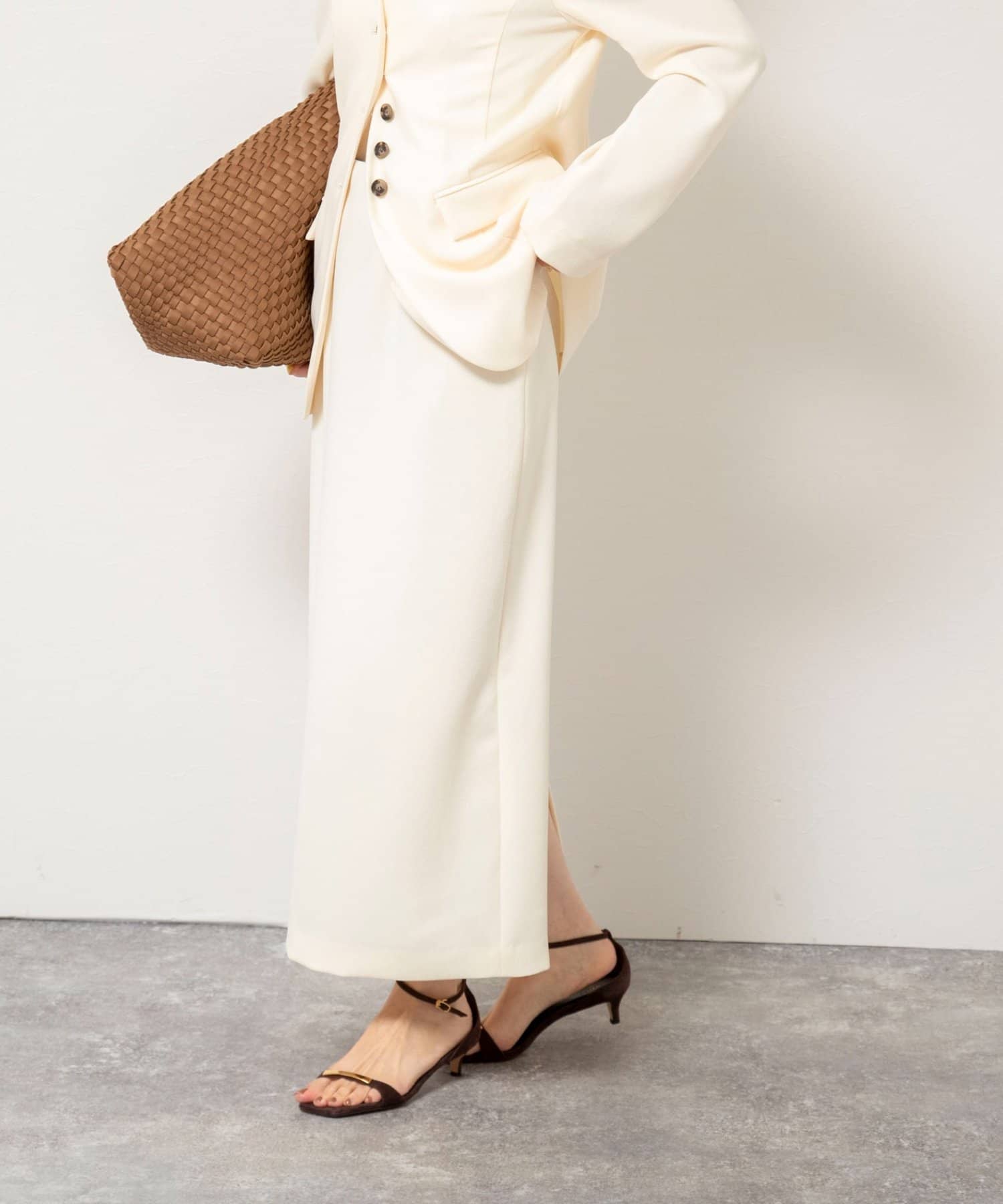 NOLLEY'S(ノーリーズ) 《セットアップ対応》ウォッシャブルバックサテンタイトスカート