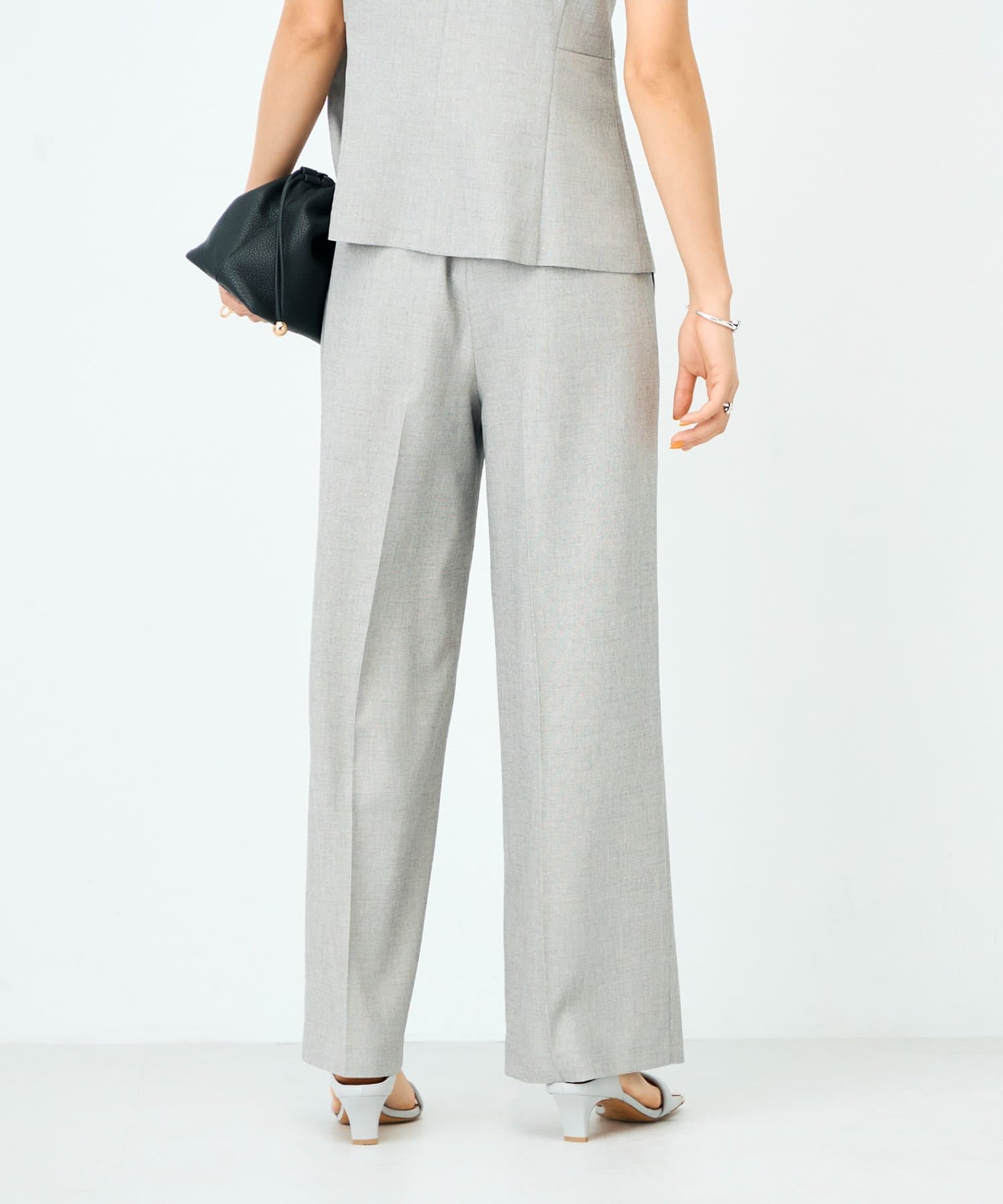 NOLLEY'S(ノーリーズ) 《セットアップ対応》ウォッシャブルドライシャークタックワイドパンツ