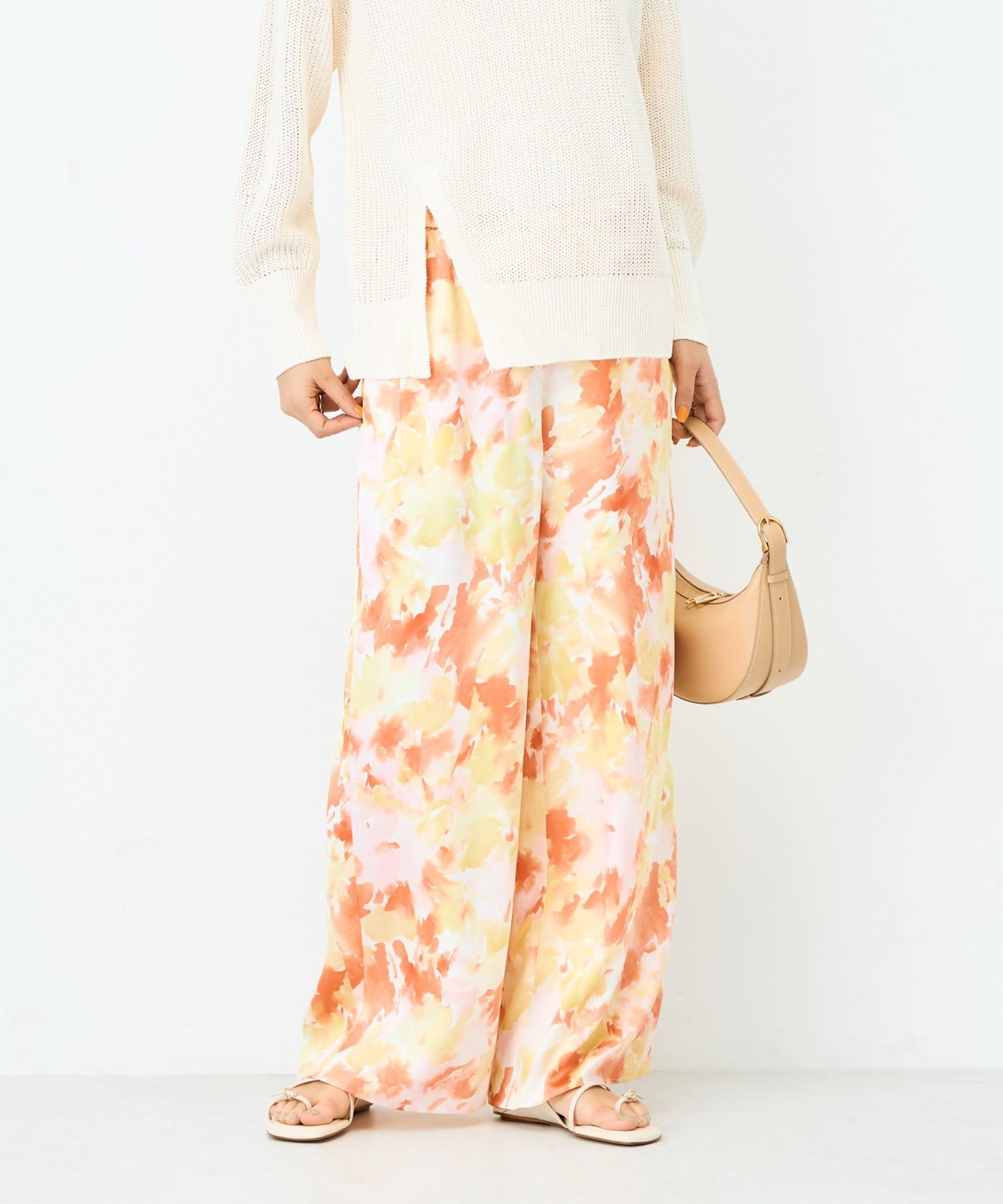 NOLLEY'S(ノーリーズ) ウォッシャブルブラープリントイージーパンツ