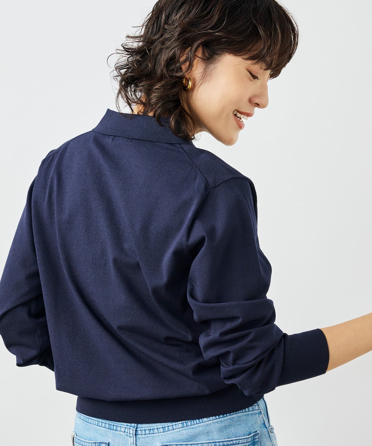 NOLLEY'S(ノーリーズ) 《手洗い可能》コットンテックスポロニット