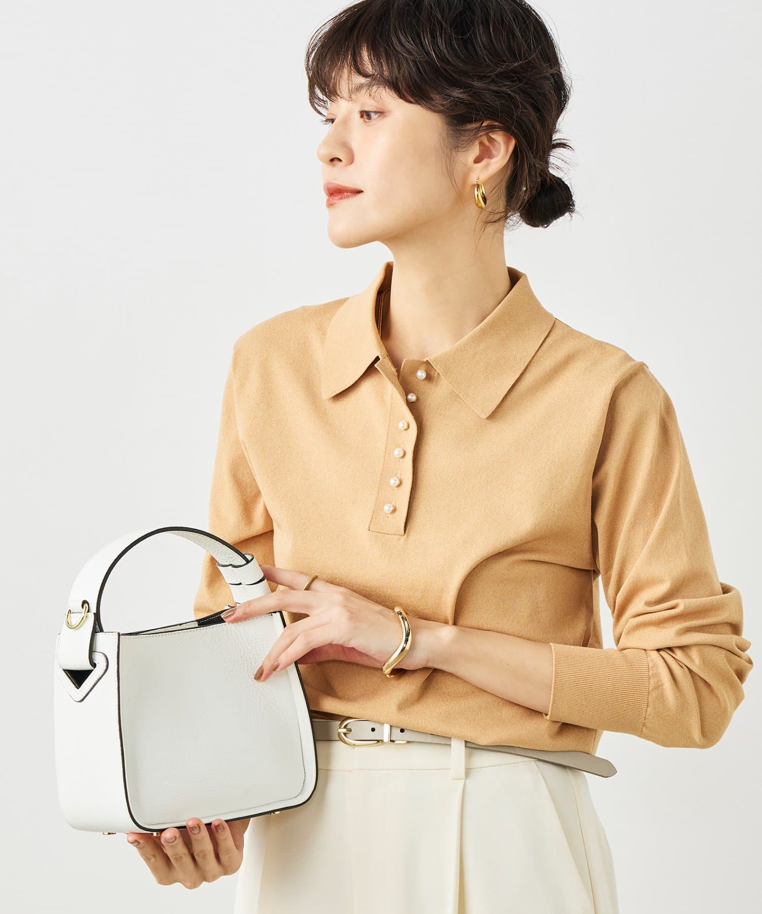 NOLLEY'S(ノーリーズ) 《手洗い可能》コットンテックスポロニット