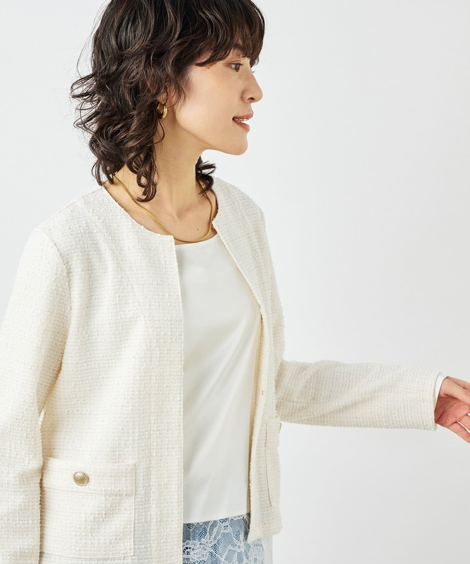 NOLLEY'S(ノーリーズ) ウォッシャブルツィーディージャージジャケット