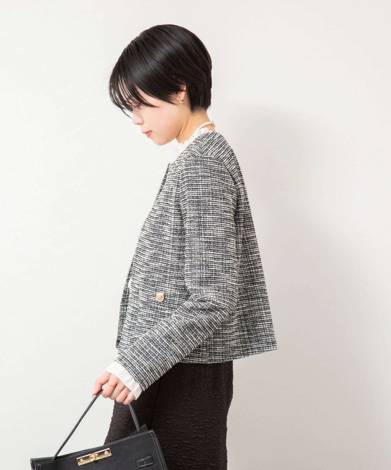 NOLLEY'S(ノーリーズ) ウォッシャブルツィーディージャージジャケット