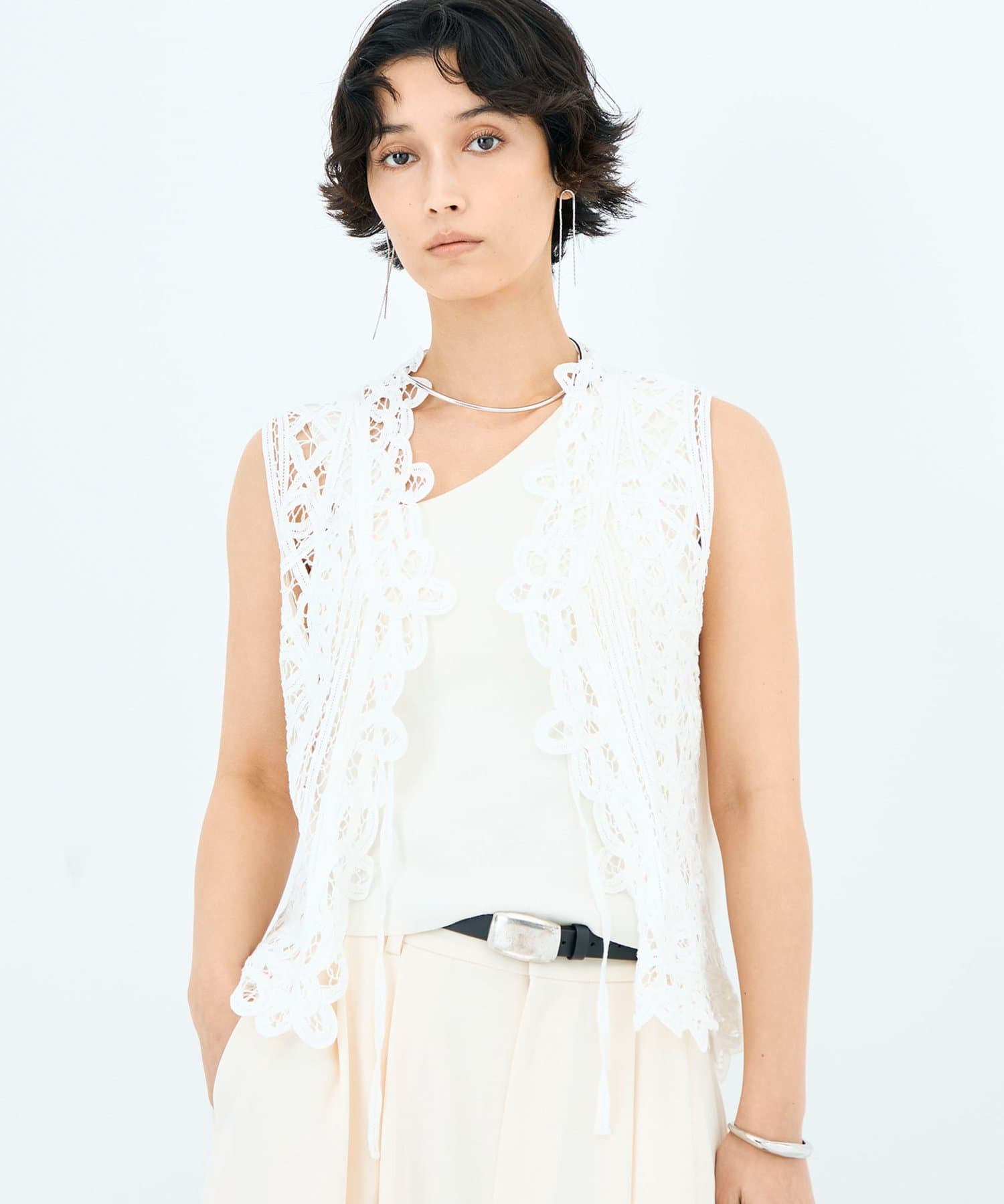 NOLLEY'S(ノーリーズ) 《手洗い可能》バテンレースジレ