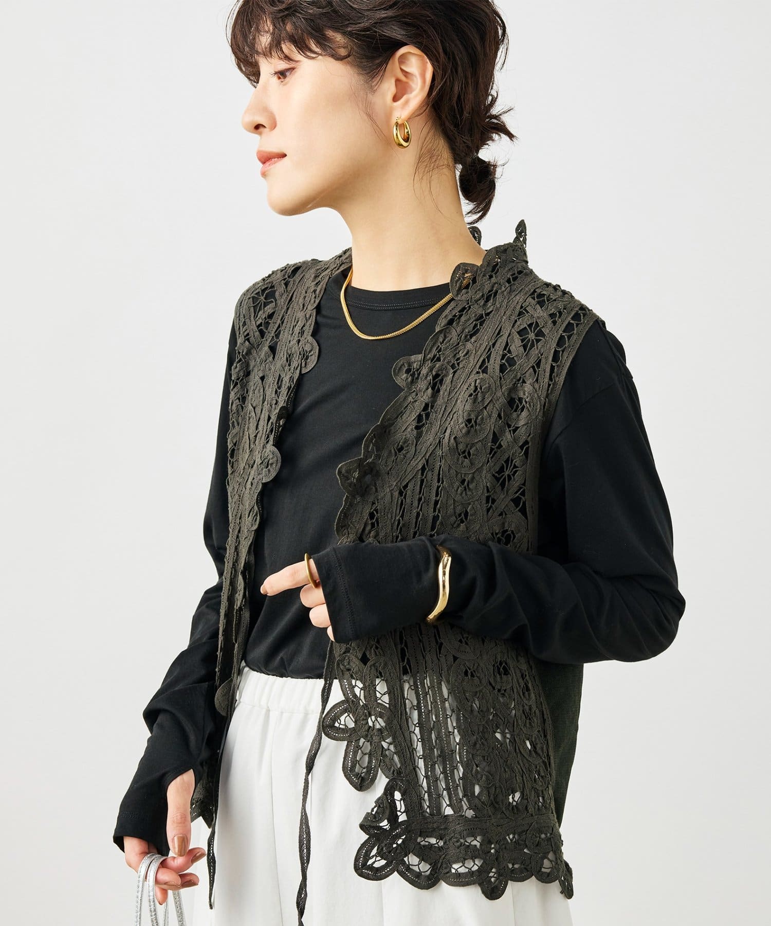 NOLLEY'S(ノーリーズ) 《手洗い可能》バテンレースジレ