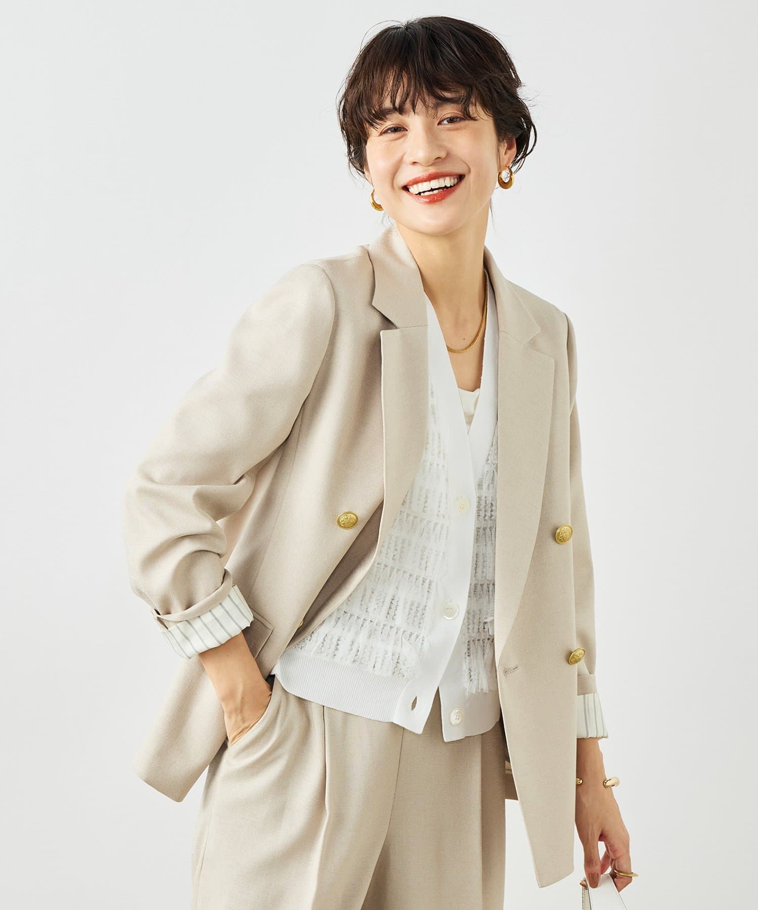 NOLLEY'S(ノーリーズ) ウォッシャブルハイスペック麻調ダブルジャケット