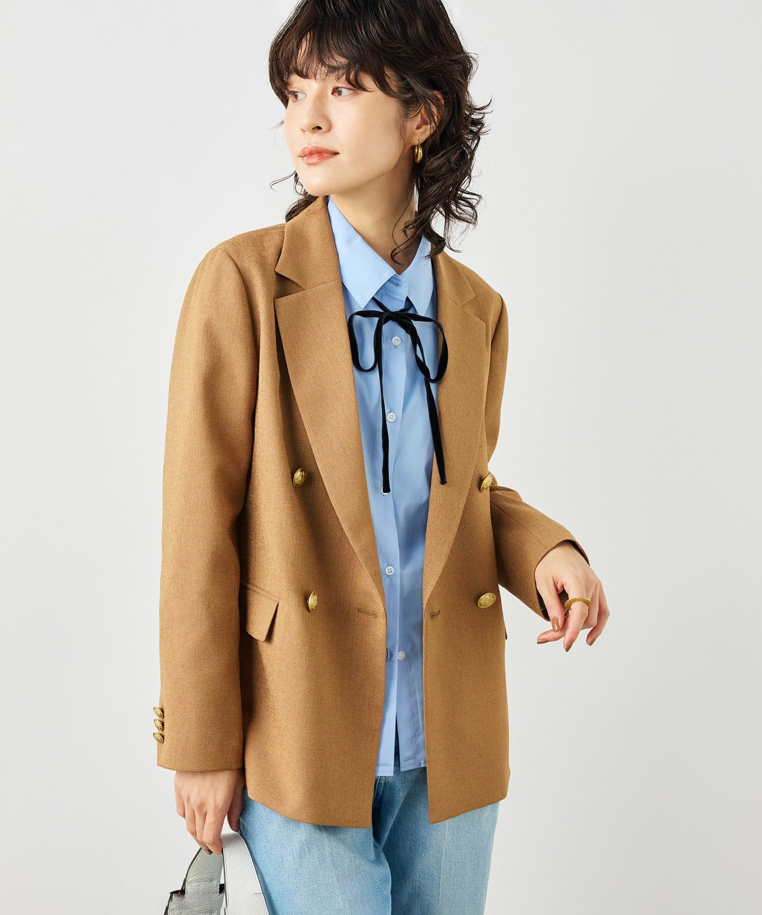 NOLLEY'S(ノーリーズ) ウォッシャブルハイスペック麻調ダブルジャケット