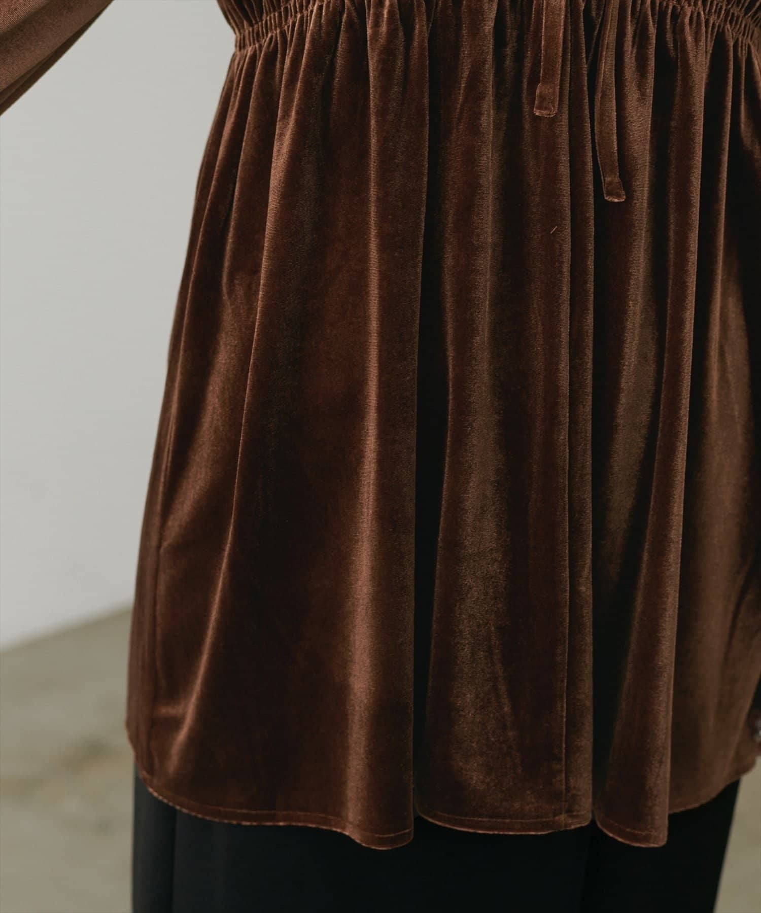 NICE CLAUP / OLIVE des OLIVE OUTLET(ナイスクラップ  / オリーブ デ オリーブ アウトレット) 【natural couture】【canami】2WAYリボンベロアブラウス